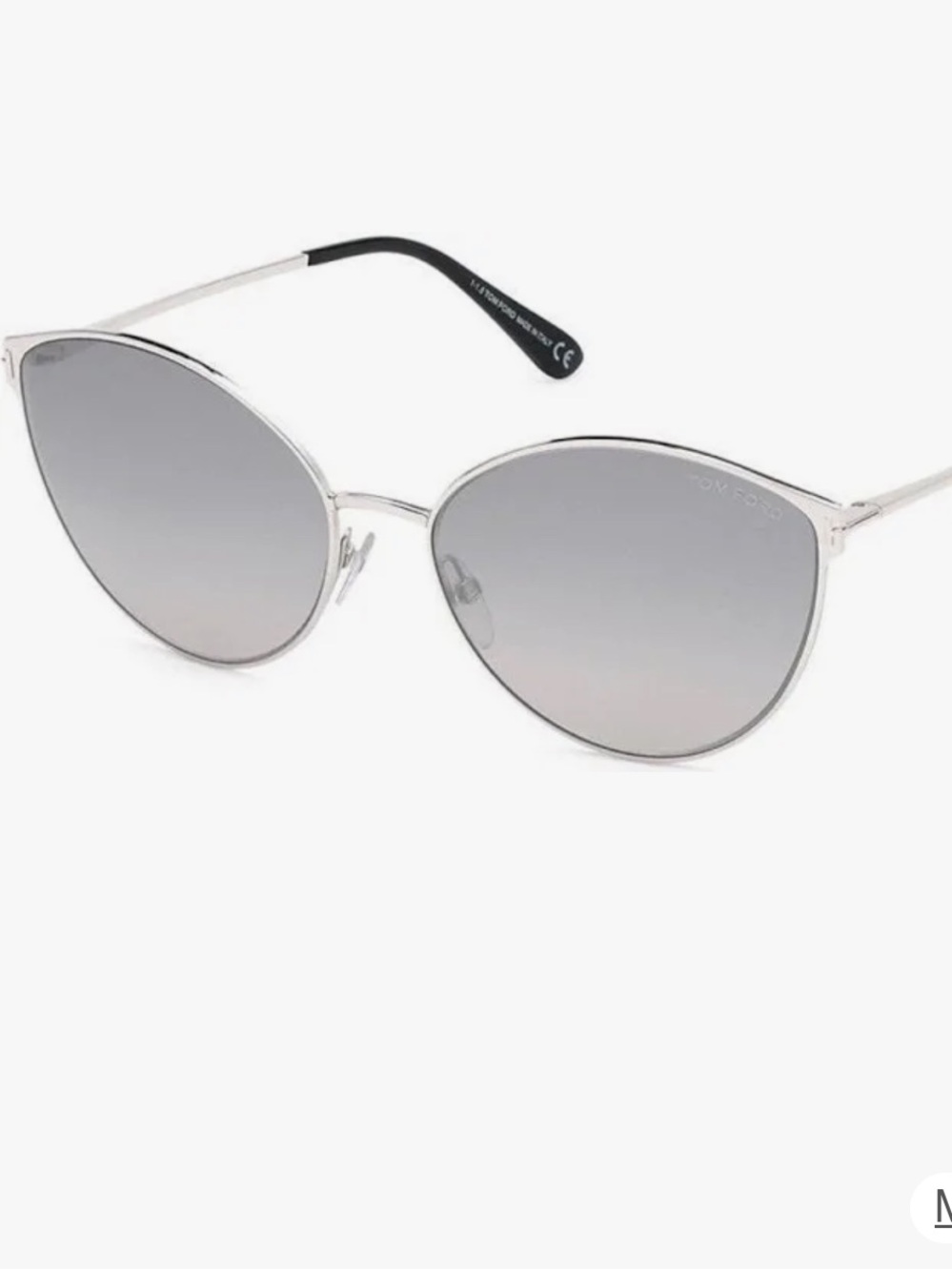 Zella Tom Ford silver metal gray lens Sunglasses like new Authentic TF654